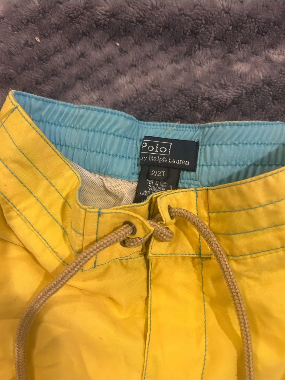 Good Condition Polo by Ralph Lauren Boys sz2T Swim Trunks Yellow with Turquoise